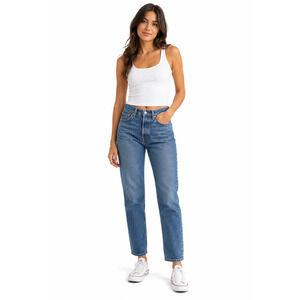 501 Levis Original Button Fly NWT Medium Blue Wash Distressed Jeans sz 28 x 30